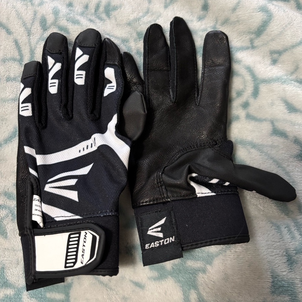 Easton Black and White Batting Gloves